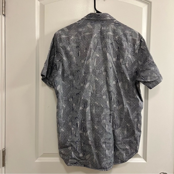 Robert Graham Shirt Mens Med Gray Geometric Button Up Short Sleeve Classic Fit - Picture 6 of 9